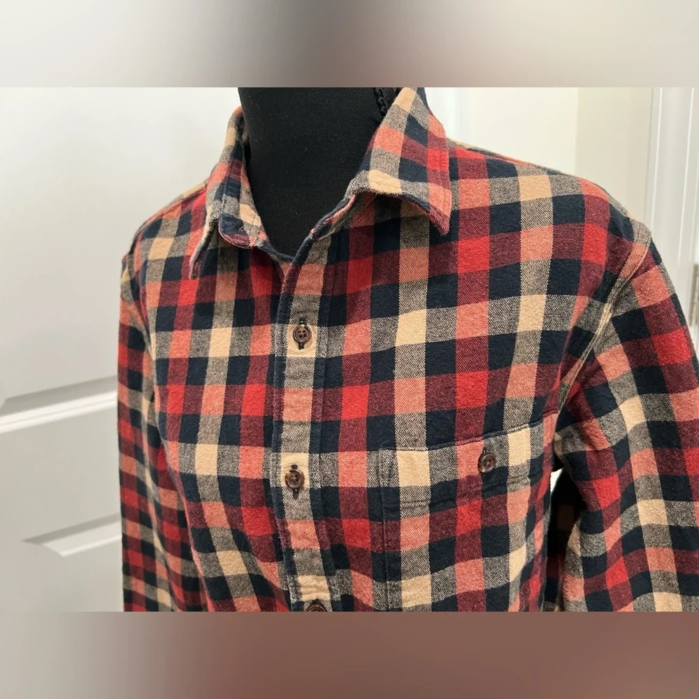 J. Crew Mercantile Flex Red and Black Plaid Shirt Medium